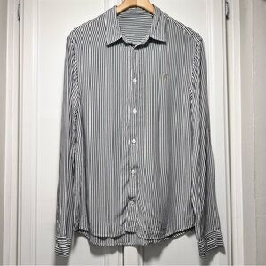 All Saints Striped Lightweight Button Up Down Longsleeve Shirt Size Medium Men's
